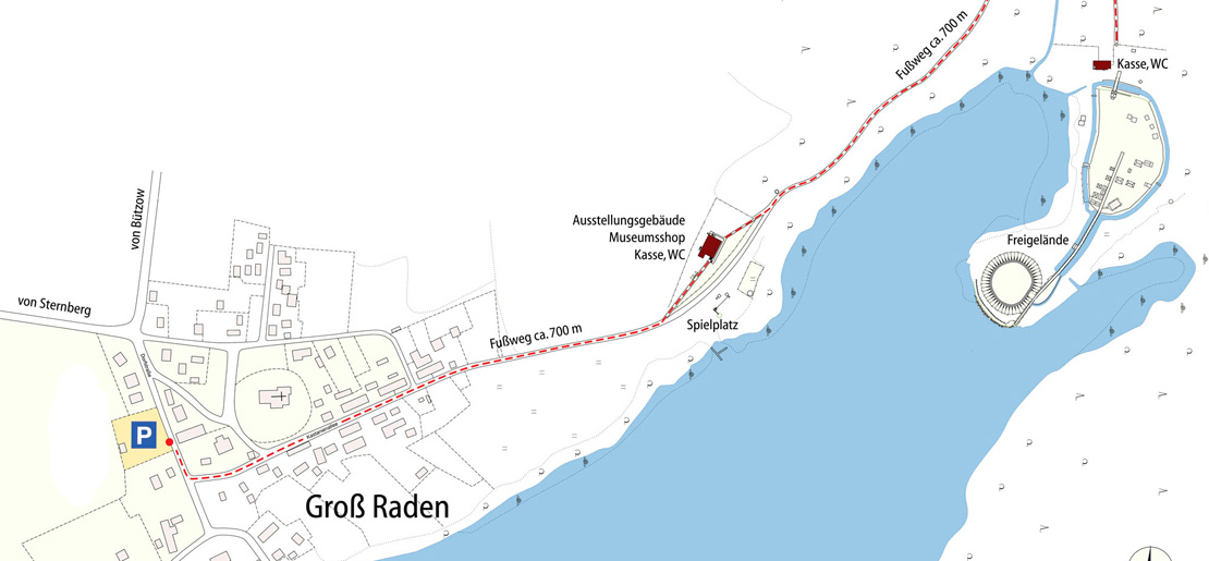 Lageplan Archäologisches Freilichtmuseum Groß Raden (LAKD M-V/LA)