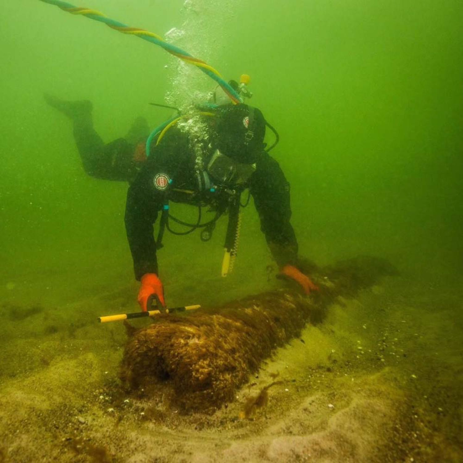 Auf den Grund gegangen: Ein 1714 gesunkenes schwedisches Kriegsschiff wird erforscht. Foto [Ausschnitt]: LAKD M-V, Landesarchäologie, Dr. Jens Auer.